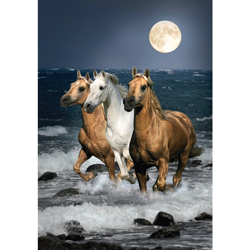 Puzzel Paarden bij volle maan Puzzels