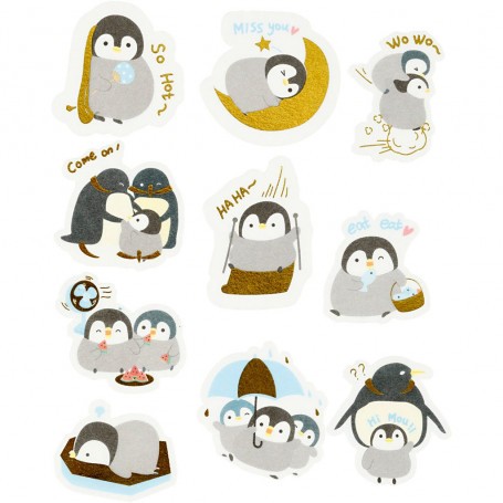 Afplakband-stickers, pinguïns, afm 40-53 mm, 30 stuks / 1 verpakking 