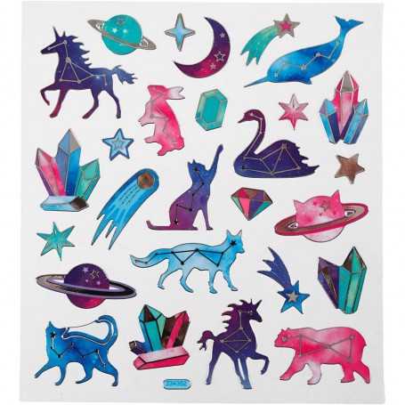 Stickers, sterrenbeeld dieren, 15x16,5 cm, 1 vel 