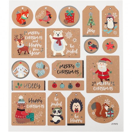 Stickers, kerststickers, 15x16,5 cm, 1 vel 