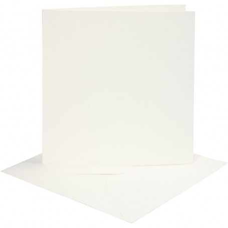 Kaarten en enveloppen, off-white, afmeting kaart 15,2x15,2 cm, afmeting envelop 16x16 cm, 220 gr, 4 set / 1 St. 