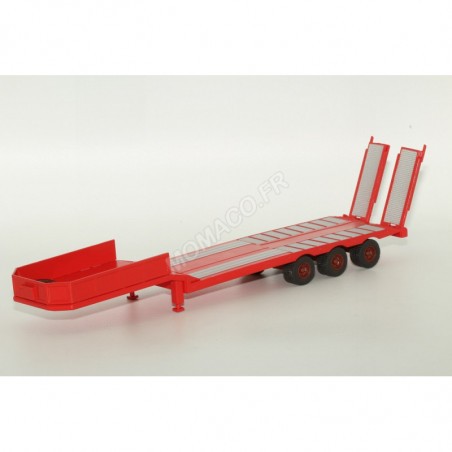 3-ASSIGE VOERTUIG OPLEGGER (ZONDER TRACTOR) ROOD Miniaturen vrachtwagens
