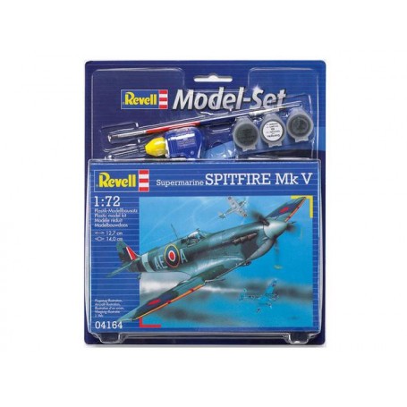 Spitfire Mk.V Model Set - box containing the model, paints, brush and glue Modelvliegtuigen